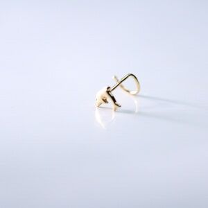 14kt Gold Mini Dolphin nose piercing Corkscrew tiny 14k mark New